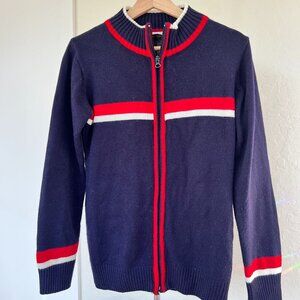 Scullers Navy Red White Zip-Up Sweater Medium